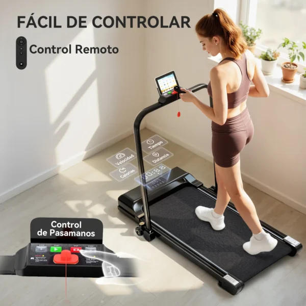 Cinta de Correr Cinta de Andar Plegable 2,5 HP con Pantalla LED Velocidad Ajustable Max. 10 km/h Control Remoto Negro - Imagen 7