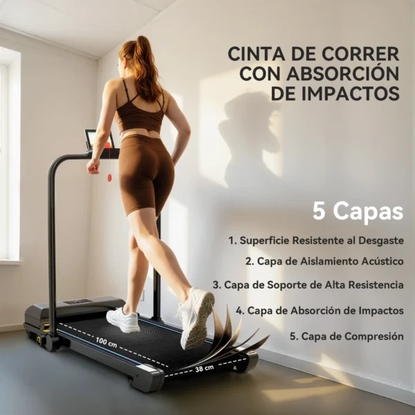 Cinta de Correr Cinta de Andar Plegable 2,5 HP con Pantalla LED Velocidad Ajustable Max. 10 km/h Control Remoto Negro - Imagen 6