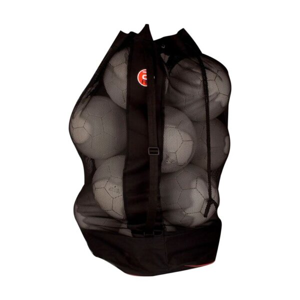 Saco Portabalones Avento Profesional – Capacidad 12-15 Balones Talla 5 – Malla de Poliéster Reforzada con Poliamida Oxford y Revestimiento PVC – Negro - Imagen 2