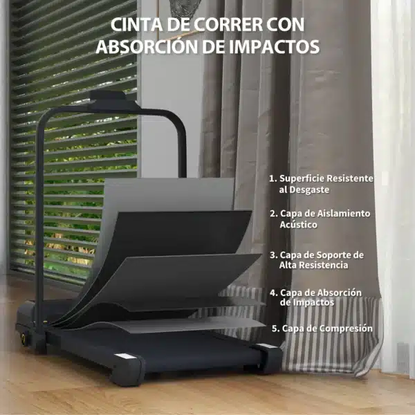 Cinta de Correr Cinta de Andar Plegable 2,5 HP con Pantalla LED Velocidad Ajustable Max. 10 km/h Control Remoto Negro - Imagen 5