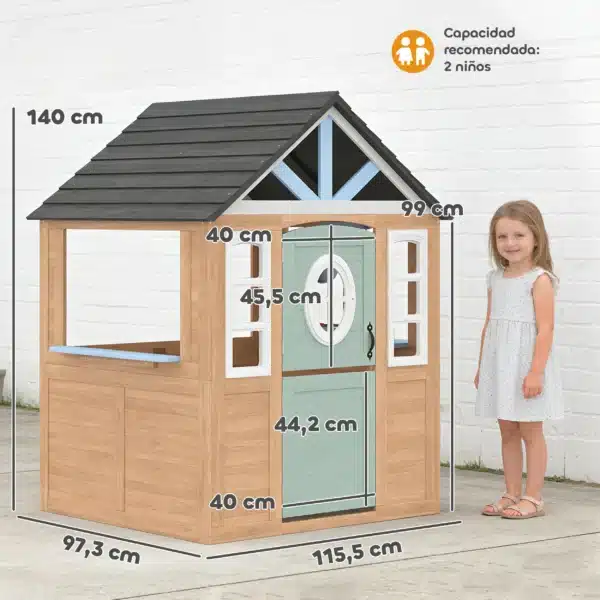 Casita Infantil Exterior e Interior de Madera con Puerta para Mascotas Cocina de Juguete Media Puerta Madera Natural - Imagen 10