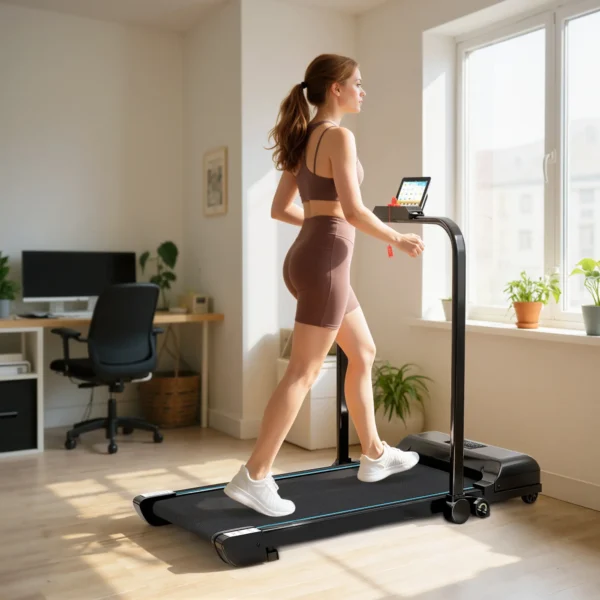 Cinta de Correr Cinta de Andar Plegable 2,5 HP con Pantalla LED Velocidad Ajustable Max. 10 km/h Control Remoto Negro - Imagen 11