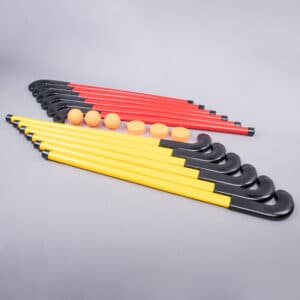 KIT HOCKEY 12 PALOS DE PVC Y GOMA + 3 BOLAS + 3 PUCKS