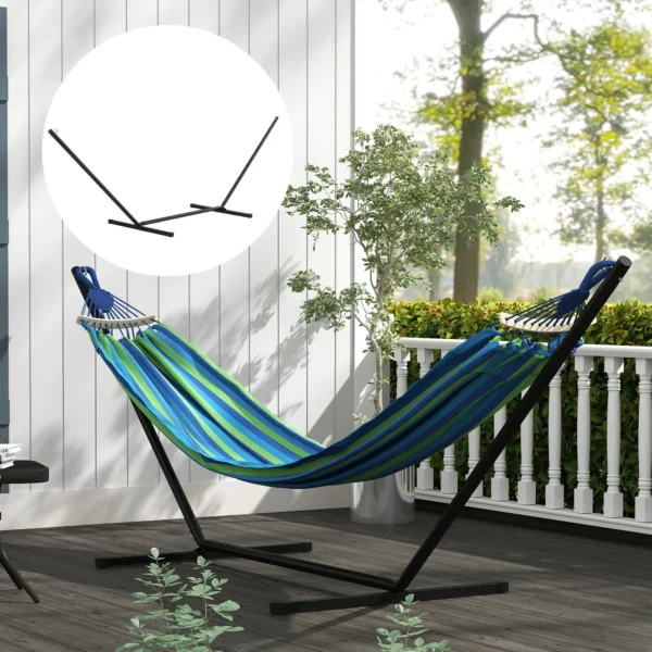 Soporte para Hamaca de Metal Estructura para Hamaca Carga 120 kg para Jardín Terraza Patio 360x92x112 cm Negro - Imagen 12
