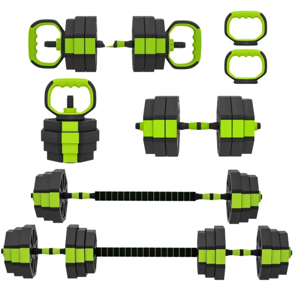 Juego de Mancuernas Ajustables 25 kg 6 en 1 como Kettlebell Barra Mancuernas Soporte para Flexiones para Gimnasio Casa - Imagen 2
