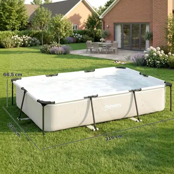 Piscina Desmontable Tubular 316x238x66,5 cm 3700 L con Marco Metálico Parche de Reparación sin Depuradora Gris - Imagen 10