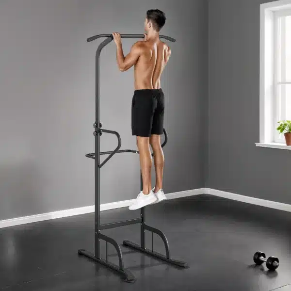 Barra de Dominadas Altura Regulable Estación de Fondos Resistente para Gimnasio en Casa Entrenamiento de Fuerza Blanco - Imagen 11