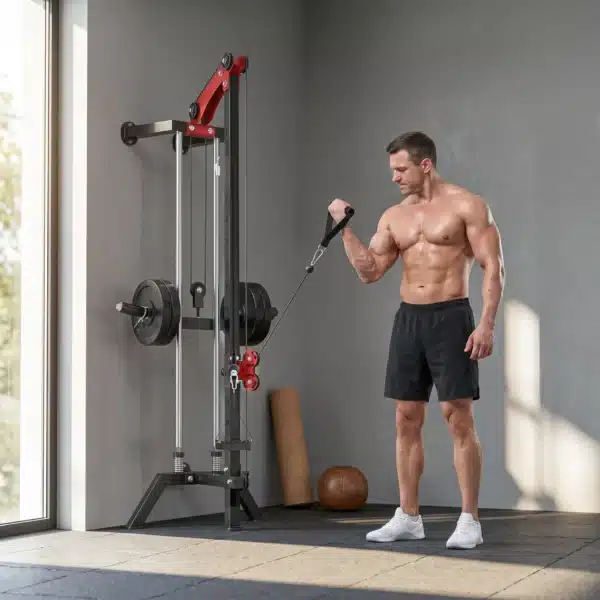 Máquina Polea Alta y Baja de Pared de Polea Ajustable en 16 Posiciones con Barra para Jalones para Casa en Gimnasio - Imagen 5