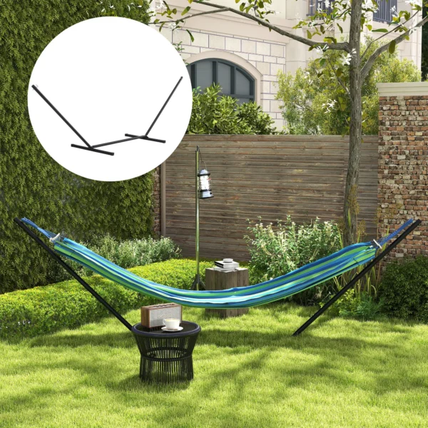 Soporte para Hamaca de Metal Estructura para Hamaca Carga 120 kg para Jardín Terraza Patio 360x92x112 cm Negro - Imagen 4