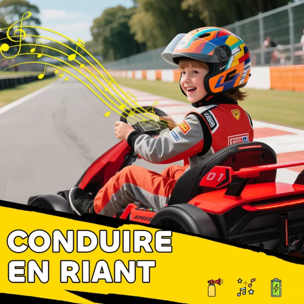 Kart eléctrico para niños motor 2 x 150W batería 24 V 120 x 76 x 53,5 cm rojo - Imagen 5
