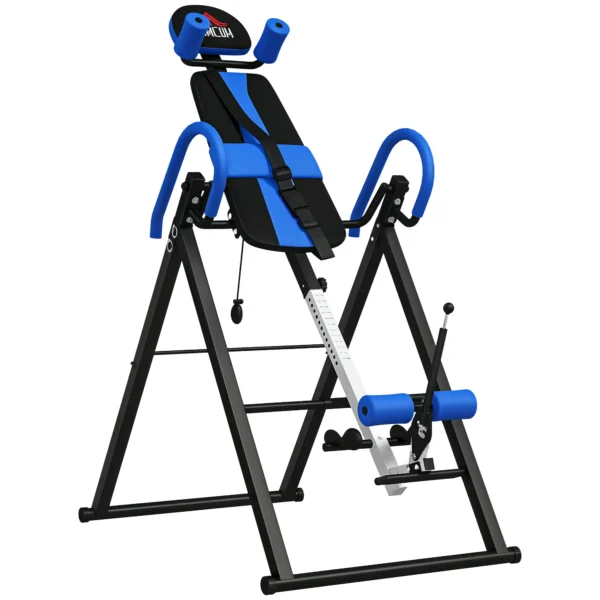 Tabla de Inversión Plegable con Inclinación hasta 90° y Cinturones de Seguridad 79x114x153 cm Azul y Negro - Imagen 2