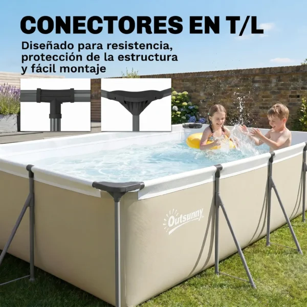 Piscina Desmontable Tubular 394,5x208,3x80,5 cm 6075 L con Marco Metálico Parche de Reparación sin Depuradora Gris - Imagen 7