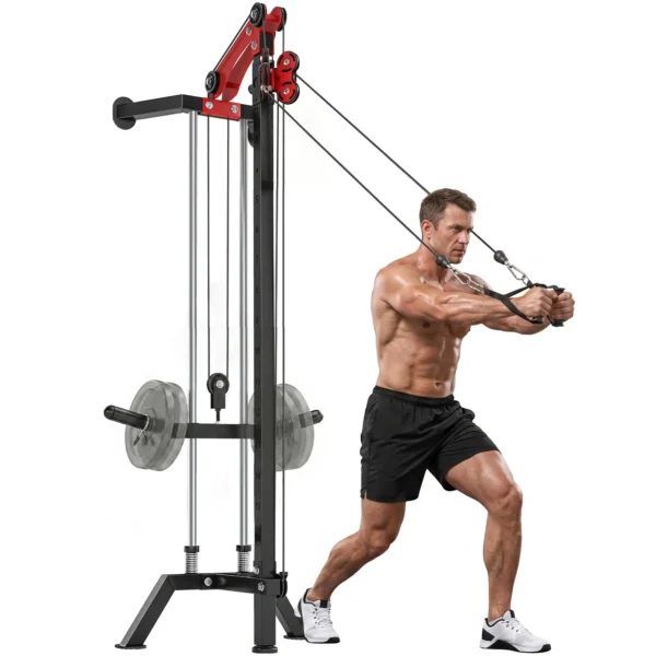 Máquina Polea Alta y Baja de Pared de Polea Ajustable en 16 Posiciones con Barra para Jalones para Casa en Gimnasio