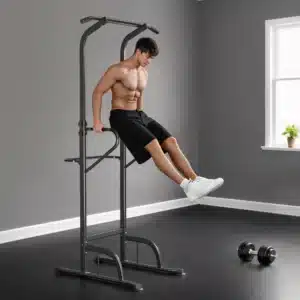 Barra de Dominadas Altura Regulable Estación de Fondos Resistente para Gimnasio en Casa Entrenamiento de Fuerza Blanco