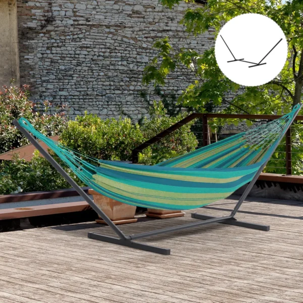 Soporte para Hamaca de Metal Estructura para Hamaca Carga 120 kg para Jardín Terraza Patio 360x92x112 cm Negro - Imagen 6