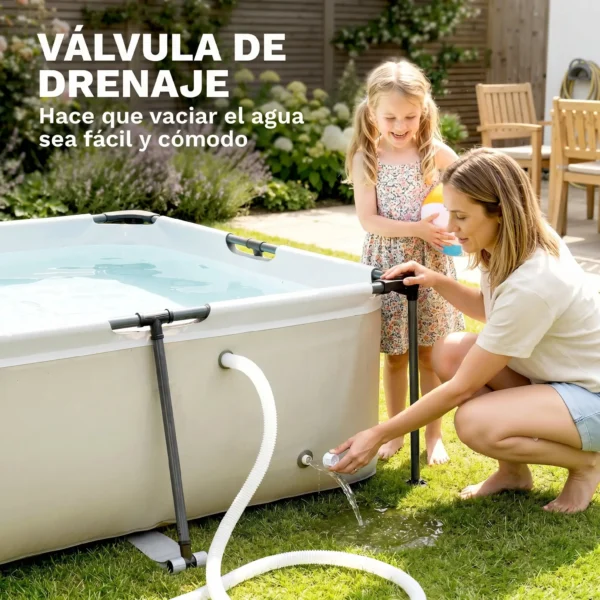 Piscina Desmontable Tubular 316x238x66,5 cm 3700 L con Marco Metálico Parche de Reparación sin Depuradora Gris - Imagen 6