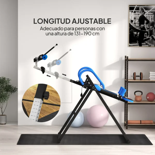 Tabla de Inversión Plegable con Inclinación hasta 90° y Cinturones de Seguridad 79x114x153 cm Azul y Negro - Imagen 7