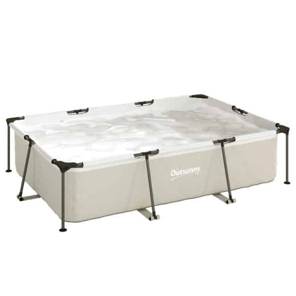 Piscina Desmontable Tubular 316x238x66,5 cm 3700 L con Marco Metálico Parche de Reparación sin Depuradora Gris - Imagen 12