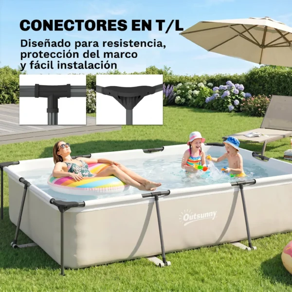 Piscina Desmontable Tubular 316x238x66,5 cm 3700 L con Marco Metálico Parche de Reparación sin Depuradora Gris - Imagen 7