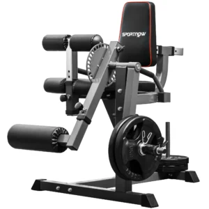 Máquina de Extensión y Curl de Piernas Ajustable con Carga de Placas para Entrenamiento de Cadera Muslos en Gimnasio