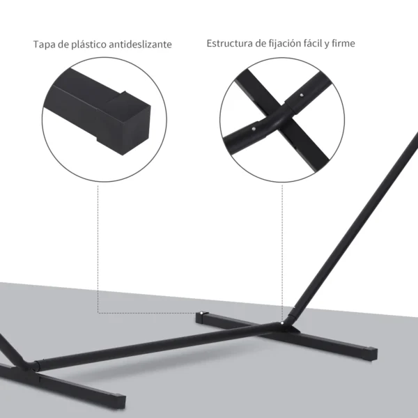Soporte para Hamaca de Metal Estructura para Hamaca Carga 120 kg para Jardín Terraza Patio 360x92x112 cm Negro - Imagen 8