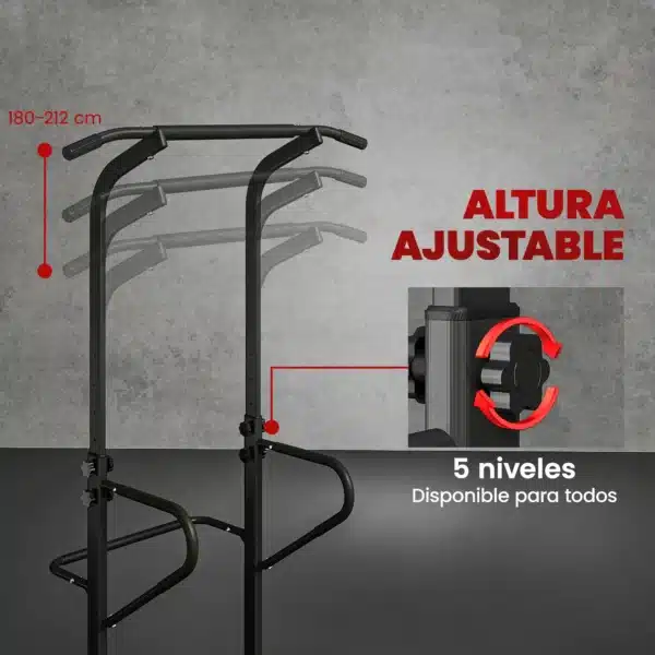 Barra de Dominadas Altura Regulable Estación de Fondos Resistente para Gimnasio en Casa Entrenamiento de Fuerza Blanco - Imagen 8