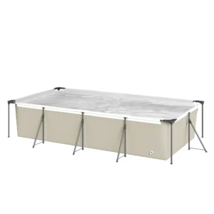 Piscina Desmontable Tubular 394,5x208,3x80,5 cm 6075 L con Marco Metálico Parche de Reparación sin Depuradora Gris