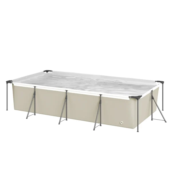 Piscina Desmontable Tubular 394,5x208,3x80,5 cm 6075 L con Marco Metálico Parche de Reparación sin Depuradora Gris