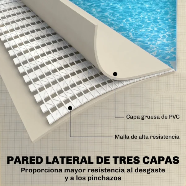 Piscina Desmontable Tubular 394,5x208,3x80,5 cm 6075 L con Marco Metálico Parche de Reparación sin Depuradora Gris - Imagen 8