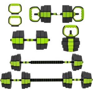 Juego de Mancuernas Ajustables 25 kg 6 en 1 como Kettlebell Barra Mancuernas Soporte para Flexiones para Gimnasio Casa