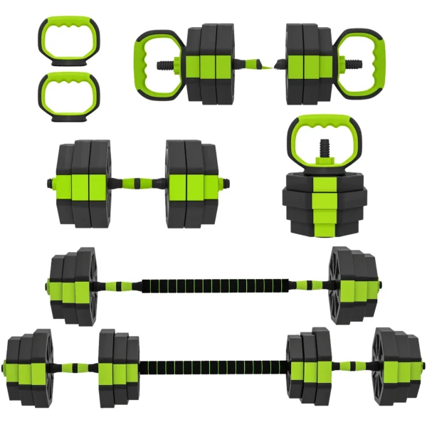 Juego de Mancuernas Ajustables 25 kg 6 en 1 como Kettlebell Barra Mancuernas Soporte para Flexiones para Gimnasio Casa