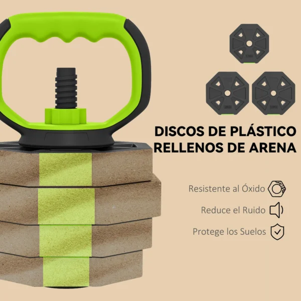 Juego de Mancuernas Ajustables 25 kg 6 en 1 como Kettlebell Barra Mancuernas Soporte para Flexiones para Gimnasio Casa - Imagen 6