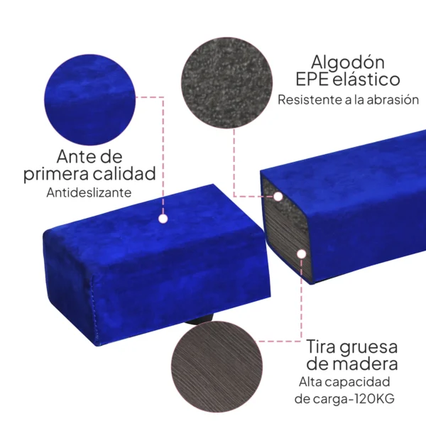 Barra de Equilibrio Gimnasia Plegable 210 cm Barra de Gimnasia Artística para Niños Adultos Entrenamiento en Casa Azul - Imagen 9