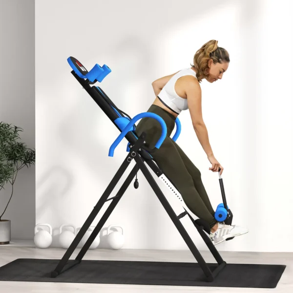 Tabla de Inversión Plegable con Inclinación hasta 90° y Cinturones de Seguridad 79x114x153 cm Azul y Negro - Imagen 4