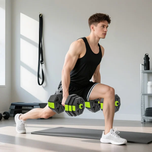 Juego de Mancuernas Ajustables 25 kg 6 en 1 como Kettlebell Barra Mancuernas Soporte para Flexiones para Gimnasio Casa - Imagen 5