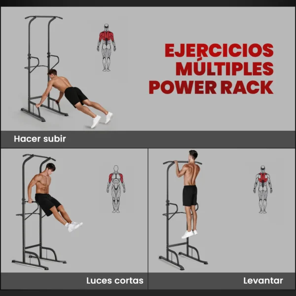 Barra de Dominadas Altura Regulable Estación de Fondos Resistente para Gimnasio en Casa Entrenamiento de Fuerza Blanco - Imagen 9