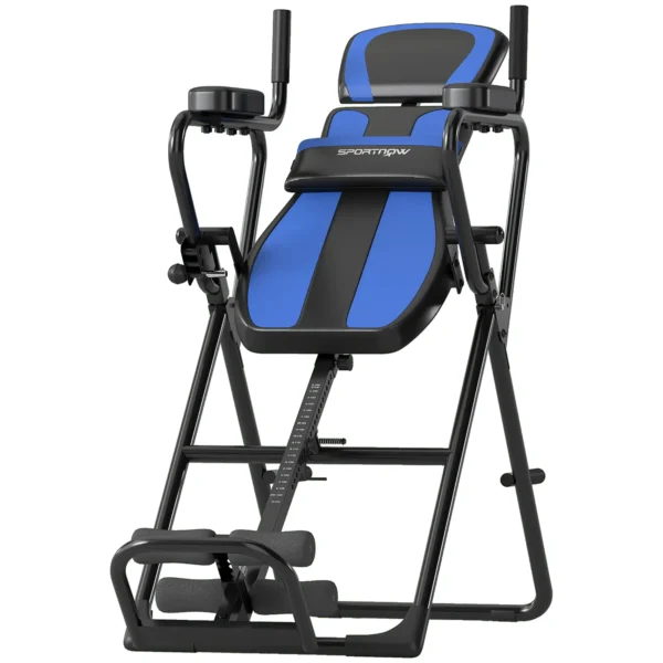 Tabla de Inversión Plegable con Dominadas y Flexiones Altura Ajustable 155-198 cm Ángulos 20° 40° 60° Cinturón Azul - Imagen 2