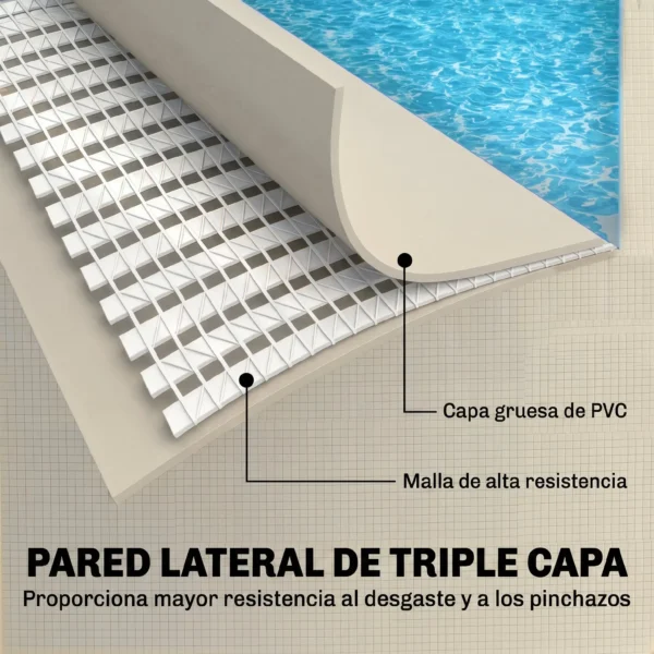 Piscina Desmontable Tubular 316x238x66,5 cm 3700 L con Marco Metálico Parche de Reparación sin Depuradora Gris - Imagen 8