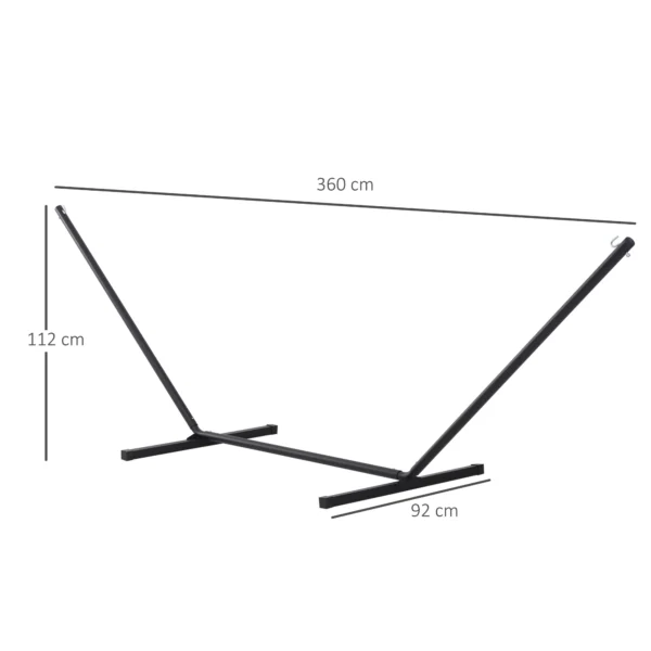 Soporte para Hamaca de Metal Estructura para Hamaca Carga 120 kg para Jardín Terraza Patio 360x92x112 cm Negro - Imagen 11