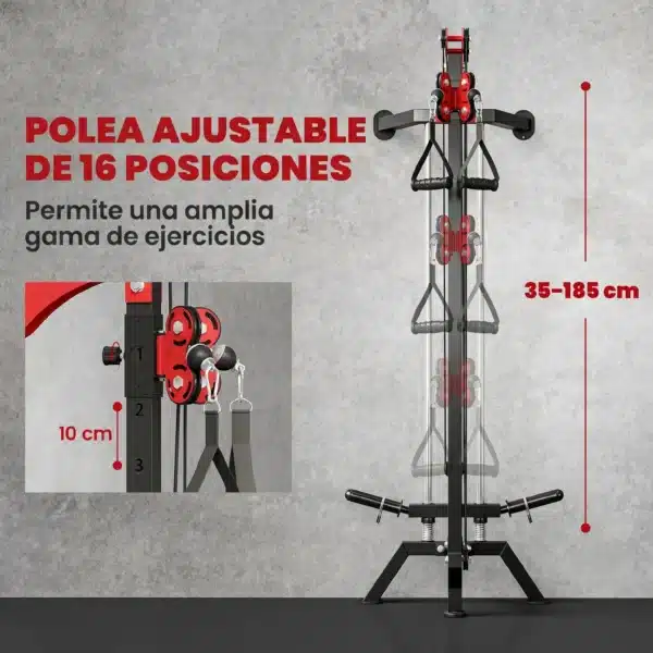 Máquina Polea Alta y Baja de Pared de Polea Ajustable en 16 Posiciones con Barra para Jalones para Casa en Gimnasio - Imagen 8