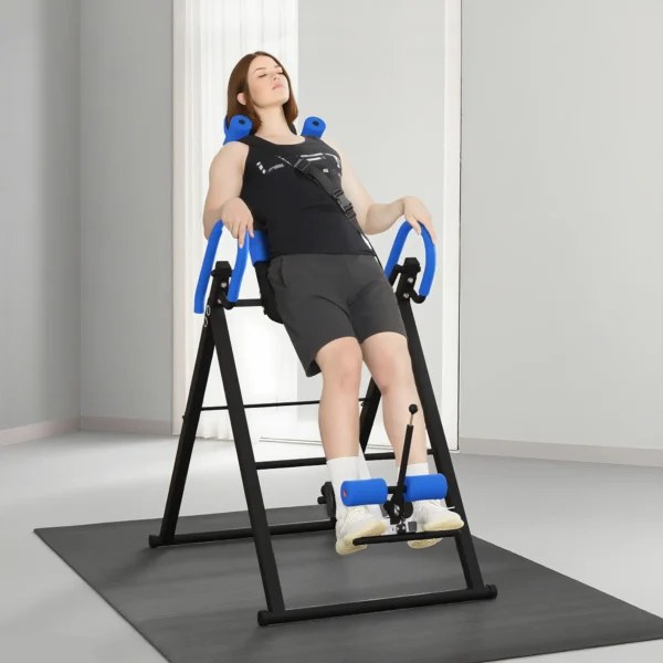 Tabla de Inversión Plegable con Inclinación hasta 90° y Cinturones de Seguridad 79x114x153 cm Azul y Negro - Imagen 3