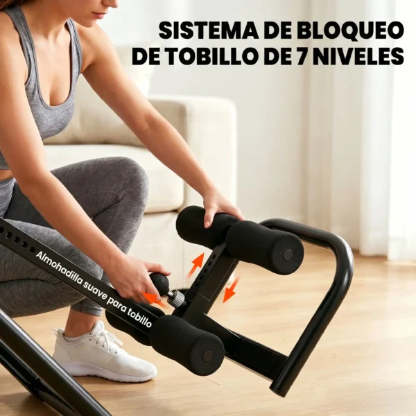 Tabla de Inversión Plegable con Dominadas y Flexiones Altura Ajustable 155-198 cm Ángulos 20° 40° 60° Cinturón Azul - Imagen 8