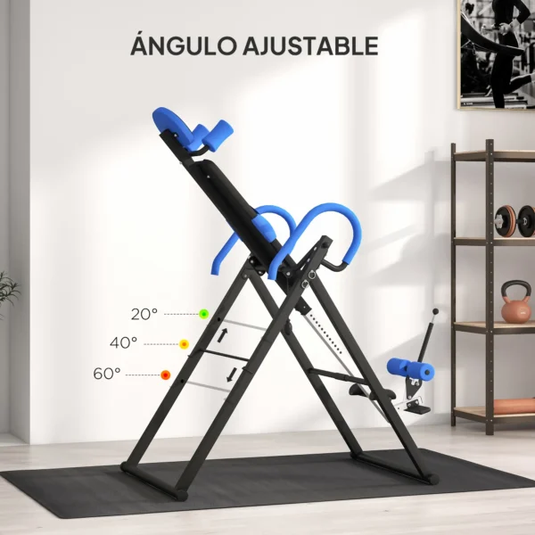 Tabla de Inversión Plegable con Inclinación hasta 90° y Cinturones de Seguridad 79x114x153 cm Azul y Negro - Imagen 6