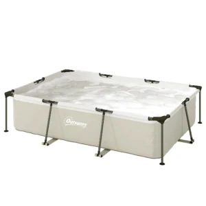 Piscina Desmontable Tubular 316x238x66,5 cm 3700 L con Marco Metálico Parche de Reparación sin Depuradora Gris