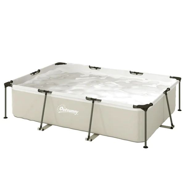 Piscina Desmontable Tubular 316x238x66,5 cm 3700 L con Marco Metálico Parche de Reparación sin Depuradora Gris