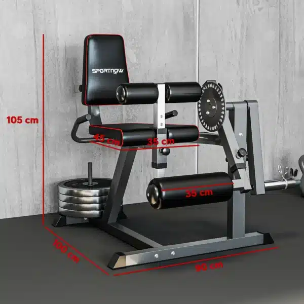 Máquina de Extensión y Curl de Piernas Ajustable con Carga de Placas para Entrenamiento de Cadera Muslos en Gimnasio - Imagen 10