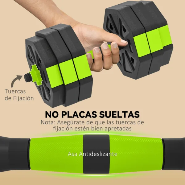 Juego de Mancuernas Ajustables 25 kg 6 en 1 como Kettlebell Barra Mancuernas Soporte para Flexiones para Gimnasio Casa - Imagen 7