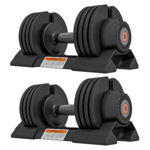 Kit de Pesas Ajustables con Porta Manubrios y Agarre Antideslizante, de Acero y ABS, 33x16x16 cm, Negro