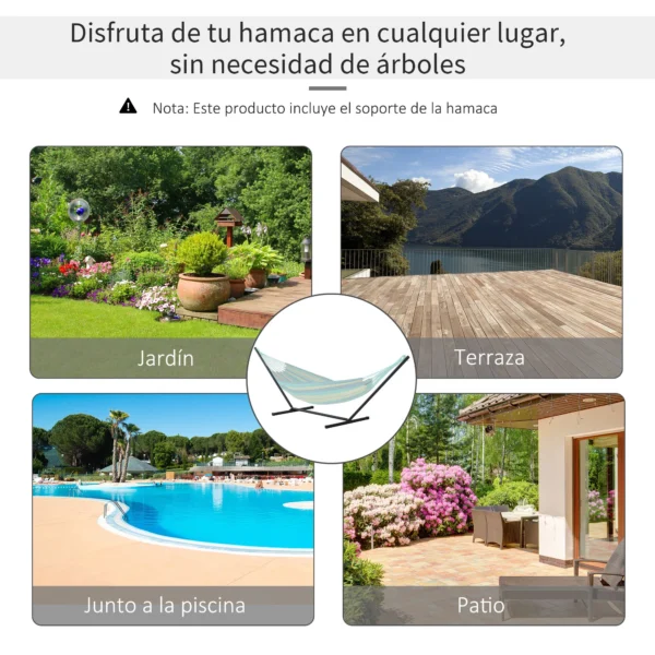 Soporte para Hamaca de Metal Estructura para Hamaca Carga 120 kg para Jardín Terraza Patio 360x92x112 cm Negro - Imagen 10
