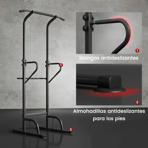 Barra de Dominadas Altura Regulable Estación de Fondos Resistente para Gimnasio en Casa Entrenamiento de Fuerza Blanco - Imagen 6